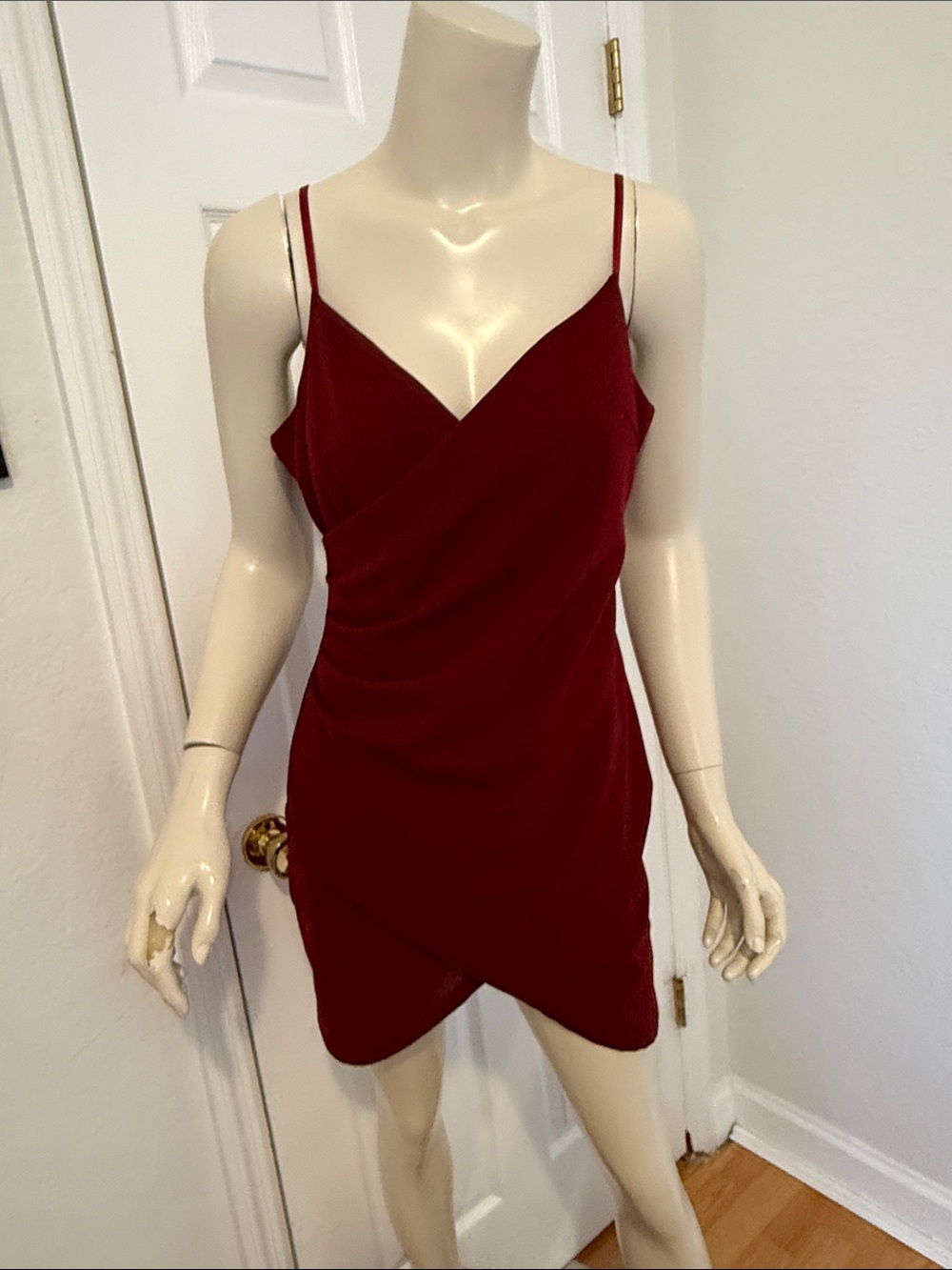 Forever 21 Burgundy Wrap-Front Mini Dress